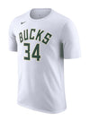 Nike 2022 Association Edition Giannis Antetokounmpo Milwaukee Bucks T-Shirt In White - Front View