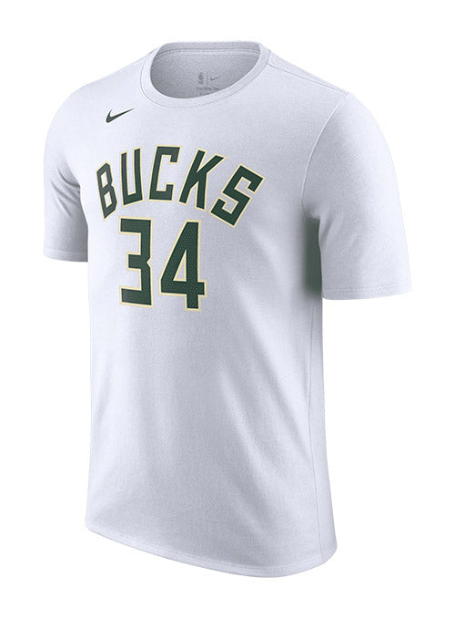 Nike 2022 Association Edition Giannis Antetokounmpo Milwaukee Bucks T-Shirt In White - Front View