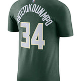 Nike 2022 Icon Edition Giannis Antetokounmpo Milwaukee Bucks T-Shirt In Green - Back View