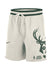 Nike Courtside Fleece Phantom Milwaukee Bucks Shorts In Cream & Green - Front View