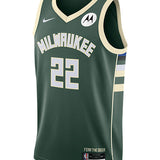 Nike 2022 Icon Edition Khris Middleton Fir Milwaukee Bucks Swingman Jersey In Green - Front View