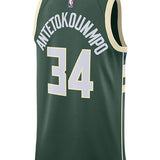 Nike 2022 Icon Edition Giannis Milwaukee Bucks Swingman Jersey In Green - Back View
