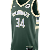 Nike 2022 Icon Edition Giannis Milwaukee Bucks Swingman Jersey In Green - Front View