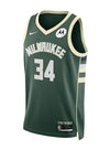 Nike 2022 Icon Edition Giannis Milwaukee Bucks Swingman Jersey In Green - Front View