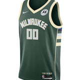 Nike 2022 Icon Edition Custom Milwaukee Bucks Swingman Jersey In Green - Front View