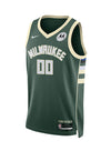 Nike 2022 Icon Edition Custom Milwaukee Bucks Swingman Jersey In Green - Front View