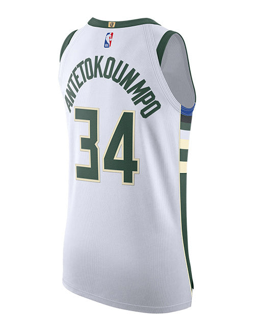 Nike 2022 Association Edition Giannis Antetokounmpo Milwaukee Bucks Authentic Jersey In White - Back View