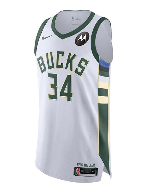 Nike 2022 Association Edition Giannis Antetokounmpo Milwaukee Bucks Authentic Jersey In White - Front View