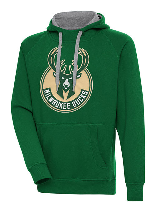 Antigua Victory Global Milwaukee Bucks Hooded Sweatshirt In Green - Front View