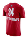 Jordan 2023 All Star Giannis Antetokounmpo Red Milwaukee Bucks T-Shirt - Back View