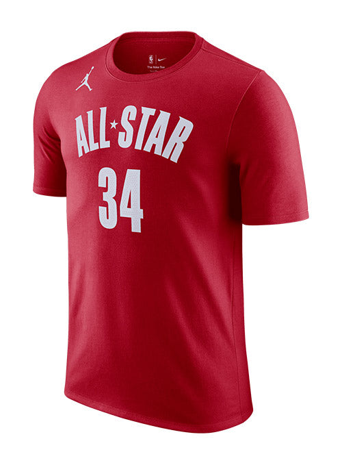 Jordan 2023 All Star Giannis Antetokounmpo Red Milwaukee Bucks T-Shirt - Front View