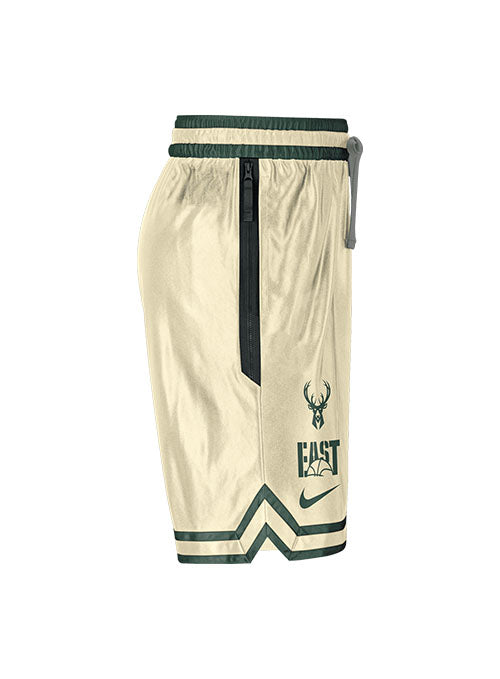 Nike DNA CTS GX Milwaukee Bucks Mesh Shorts in Green and Cream - Right Side View