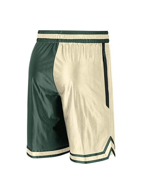 Nike DNA CTS GX Milwaukee Bucks Mesh Shorts in Green and Cream - Angled Back View
