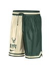 Nike DNA CTS GX Milwaukee Bucks Mesh Shorts in Green and Cream - Angled Front View