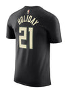 Jordan 2022 Statement Jrue Holiday Milwaukee Bucks T-Shirt In Black - Back View