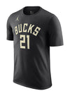 Jordan 2022 Statement Jrue Holiday Milwaukee Bucks T-Shirt In Black - Front View