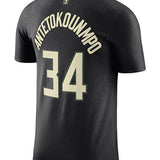 Jordan 2022 Statement Edition Giannis Antetokounmpo Milwaukee Bucks T-Shirt In Black - Back View