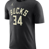 Jordan 2022 Statement Edition Giannis Antetokounmpo Milwaukee Bucks T-Shirt In Black - Front View