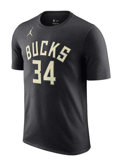 Jordan 2022 Statement Edition Giannis Antetokounmpo Milwaukee Bucks T-Shirt In Black - Front View
