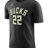 Jordan 2022 Statement Edition Khris Middleton Milwaukee Bucks T-Shirt In Black - Front View