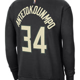 Jordan 2022 Statement Edition Giannis Milwaukee Bucks Crewneck Sweatshirt In Black - Back View
