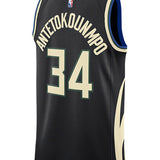 Jordan 2022 Statement Edition Giannis Antetokounmpo Milwaukee Bucks Swingman Jersey In Black - Back View