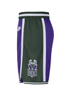 Nike 2022-23 Classic Edition Milwaukee Bucks Swingman Shorts In Purple & Green - Left Side View