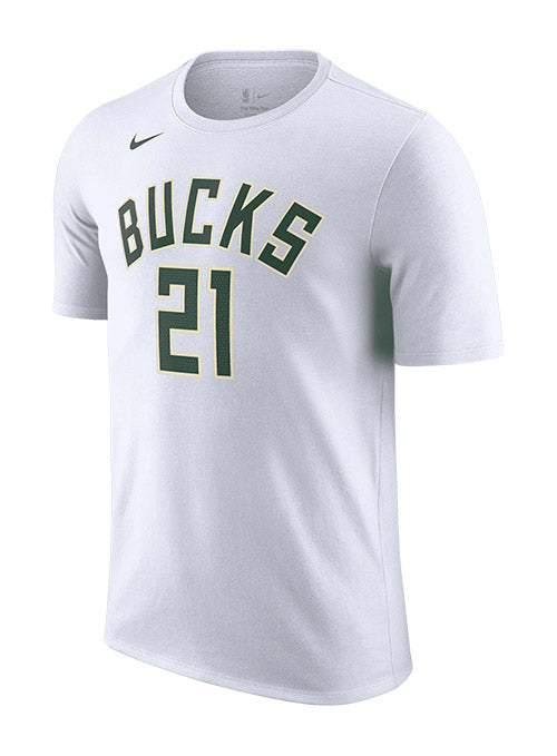 Nike 2022 Association Edition Jrue Holiday Milwaukee Bucks T-Shirt In White - Front View