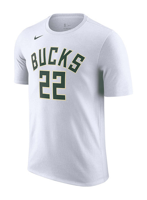 Nike 2022 Association Edition Khris Middleton Milwaukee Bucks T-Shirt In White - Front View