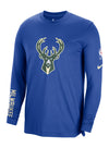 Nike Long-Sleeve Dri-FIT Pregame City Edition On-Court Royal Milwaukee Bucks T-Shirt