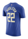 Nike 2022-23 City Edition Khris Middleton Royal Milwaukee Bucks T-Shirt In Blue - Back View