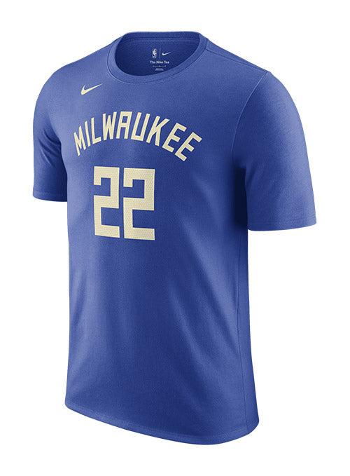 Nike 2022-23 City Edition Khris Middleton Royal Milwaukee Bucks T-Shirt In Blue - Front View