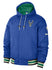Nike 2022-23 City Edition Courtside Milwaukee Bucks Hooded Snap Front Jacket In Blue, Green & Black - Front View