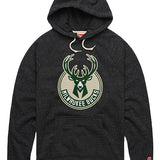 Homage Hand Drawn Global Charcoal Milwaukee Bucks Hooded Sweatshirt In Grey - Front View