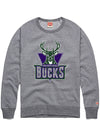 Homage HWC '93 Grey Hand Drawn Milwaukee Bucks Crewneck Sweatshirt In Grey - Front View