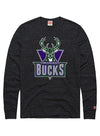 Homage HWC '93 Charcoal Milwaukee Bucks Long Sleeve T-Shirt In Grey - Front View
