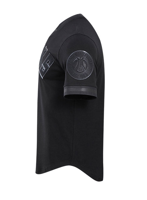 Pro Standard Triple Black Drop Hem Milwaukee Bucks T-Shirt In Black - Left Side View