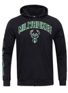 Pro Standard Classic Bristle Milwaukee Bucks Hooded Sweatshirt in Black - Front View