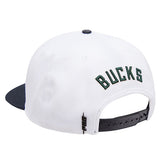 Pro Standard Classic Wool Milwaukee Bucks Snapback Hat In White - Back Right View
