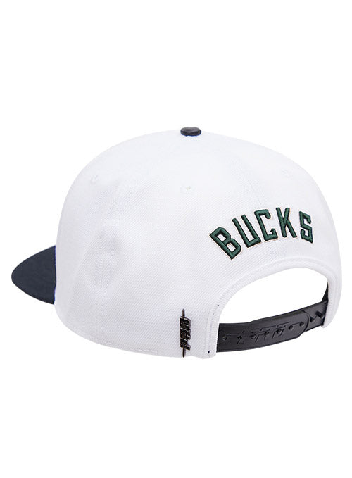 Pro Standard Classic Wool Milwaukee Bucks Snapback Hat In White - Back Right View