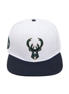 Pro Standard Classic Wool Milwaukee Bucks Snapback Hat In White - Front View