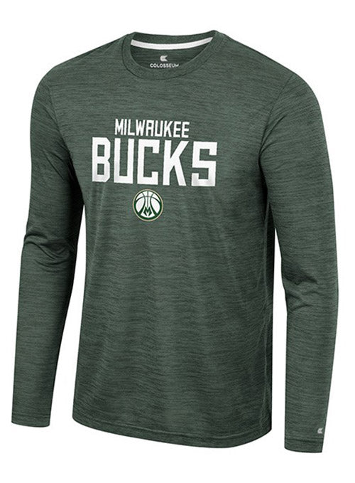 Positraction Ball Poly Milwaukee Bucks Long Sleeve T-Shirt In Green - Front View