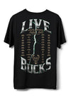 Junk Food Concert Schedule Milwaukee Bucks T-Shirt In Black - Back View