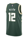 Nike 2022 Icon Edition Grayson Allen Milwaukee Bucks Swingman Jersey In Green - Back View