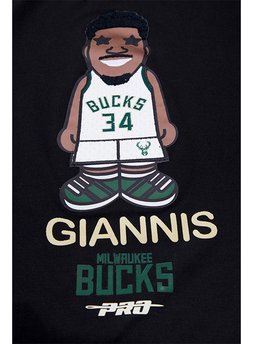 Pro Standard Giannis Antetokounmpo Avatar Milwaukee Bucks T-Shirt In Black - Zoom View On Front Graphic