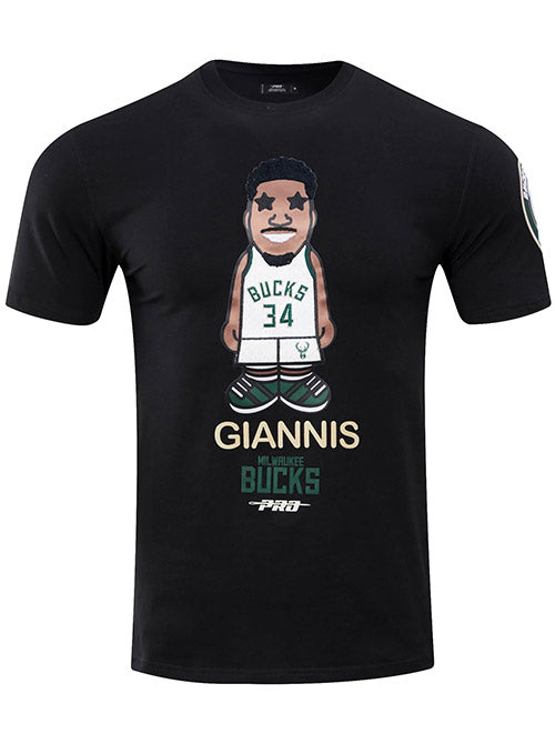 Pro Standard Giannis Antetokounmpo Avatar Milwaukee Bucks T-Shirt In Black - Front View