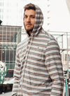 Johnnie-O Barta Milwaukee Bucks Button Up Hooded Jacket In Grey - Front View On Meyers LeonardJohnnie-O Barta Milwaukee Bucks Button Up Hooded Jacket In Grey - Left Side View On Meyers Leonard