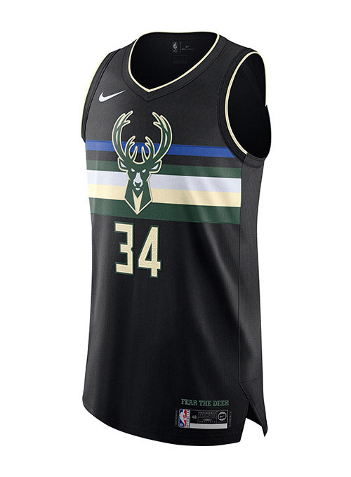 Nike 2019 Statement Edition Giannis Antetokounmpo Milwaukee Bucks  Authentic Jersey In Black - Front View