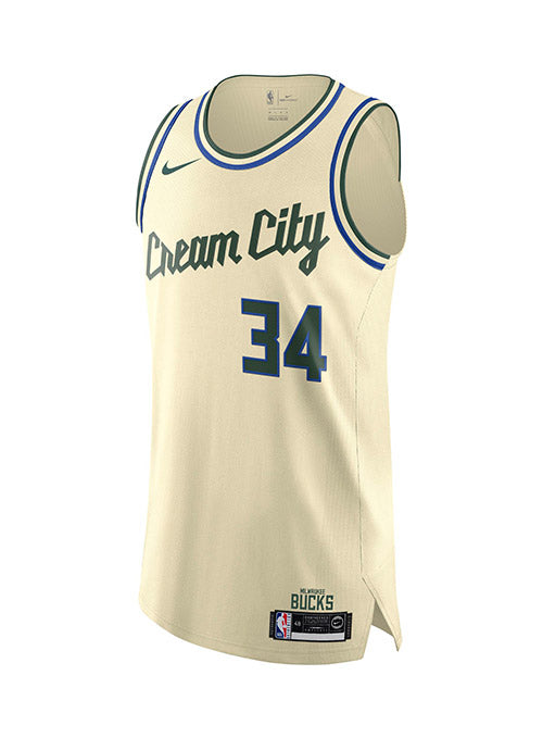 Nike 2019-20 City Edition Cream City Giannis Antetokounmpo Milwaukee Bucks Authentic Jersey