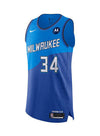 Nike Giannis Antetokounmpo 20-21 City Edition Milwaukee Bucks Authentic Jersey In Blue - Front View